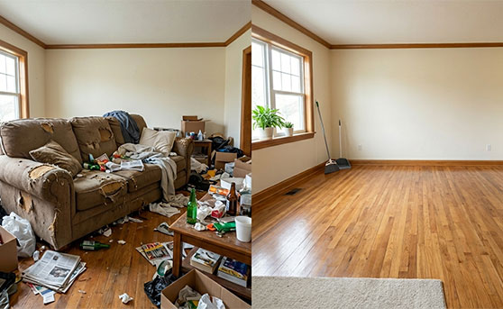 Tenant junk removal before and after.